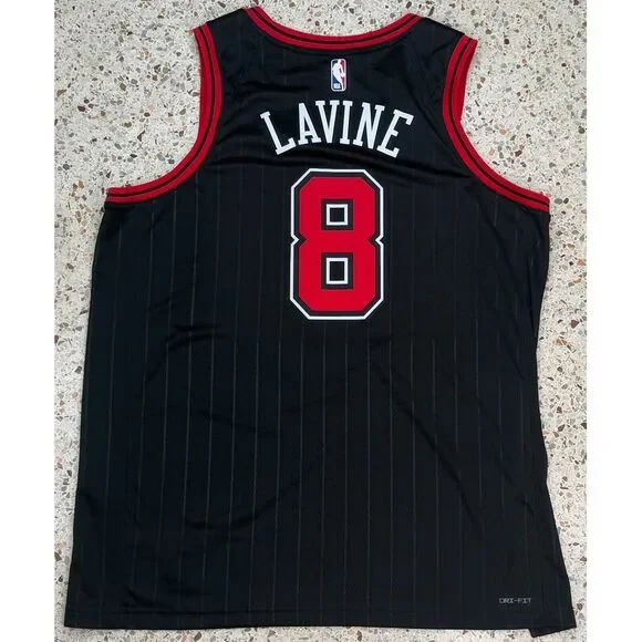 Nike NBA‎ Black Swingman Chicago Bulls #8 Zach Lavine Basketball Jersey Size XL